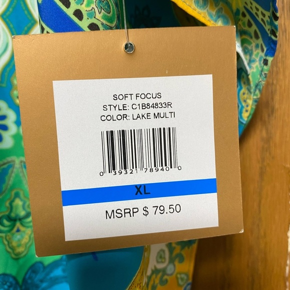 ELLEN TRACY BLOUSE IN LAKE MULTI - SZ XL - NWT - Picture 3 of 7